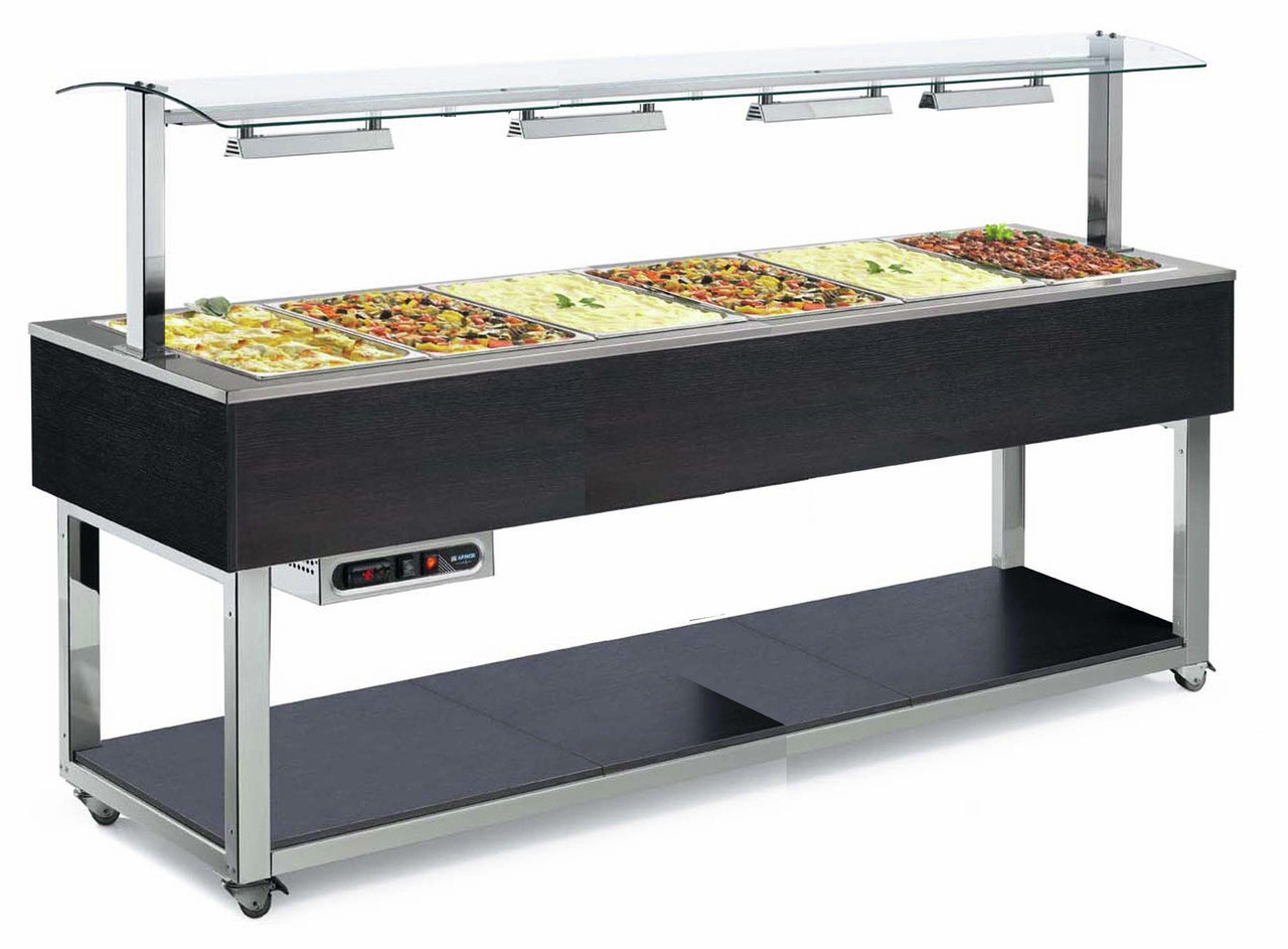 Büfett-Element Bain-Marie Wanne 2144 mm GN 6/1 Vollverkleidung Wenge